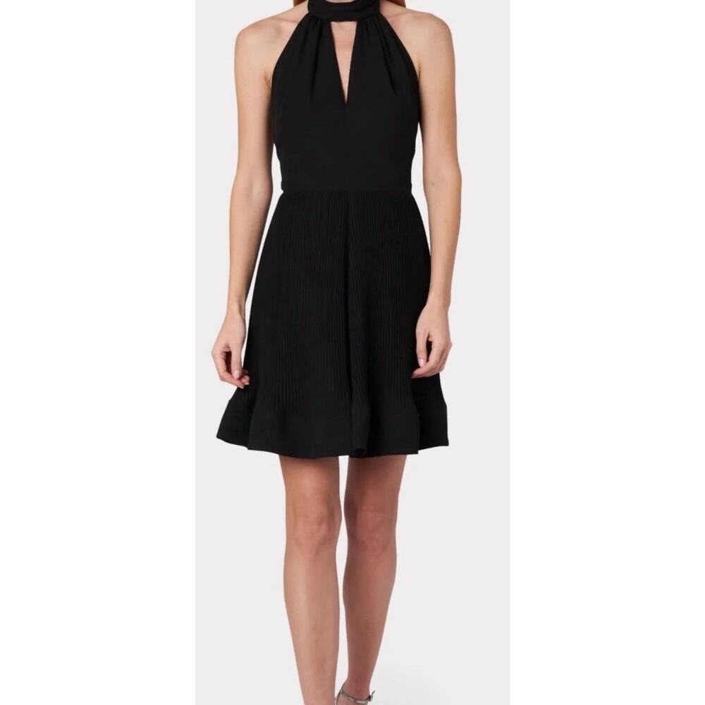 Milly Libby Pleated Halter Top Mini Dress LBD Bachelor Party Wedding Guest Sz 6